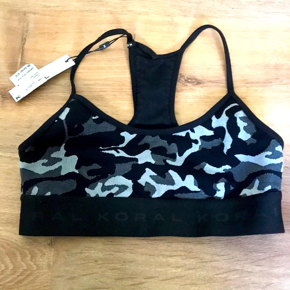 Koral sports bra medium black and white new